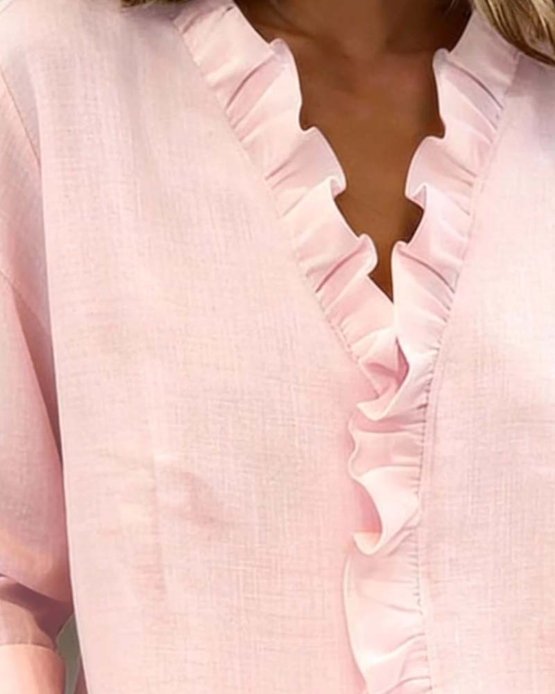 Jasmine | Elegant Ruffle V Neck Blouse 3