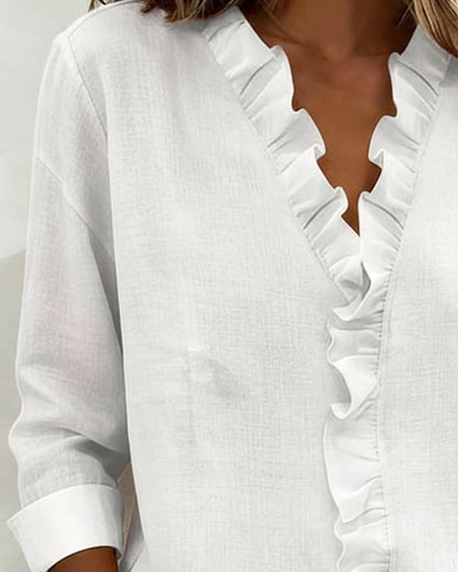 Jasmine | Elegant Ruffle V Neck Blouse 6