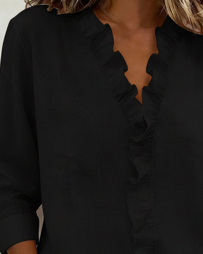 Jasmine | Elegant Ruffle V Neck Blouse 8