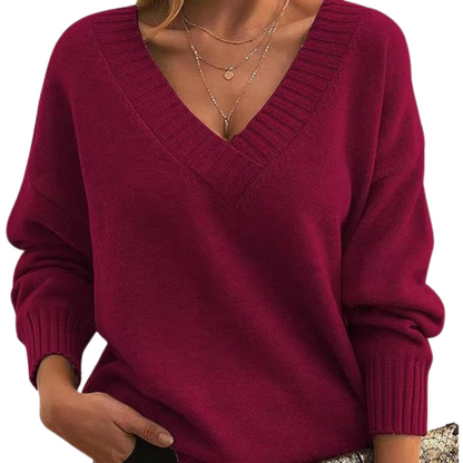 Jennifer - Cozy V-Neck Knit Sweater for Everyday Wear