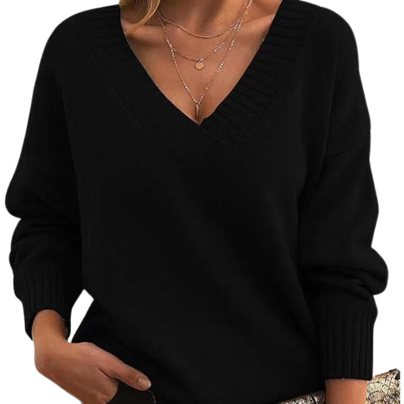 Jennifer - Cozy V-Neck Knit Sweater for Everyday Wear