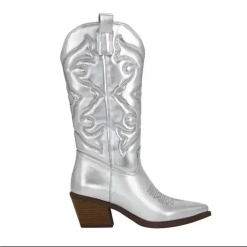 Joanna | Women's Knee-High Heeled Boots in Chic Material