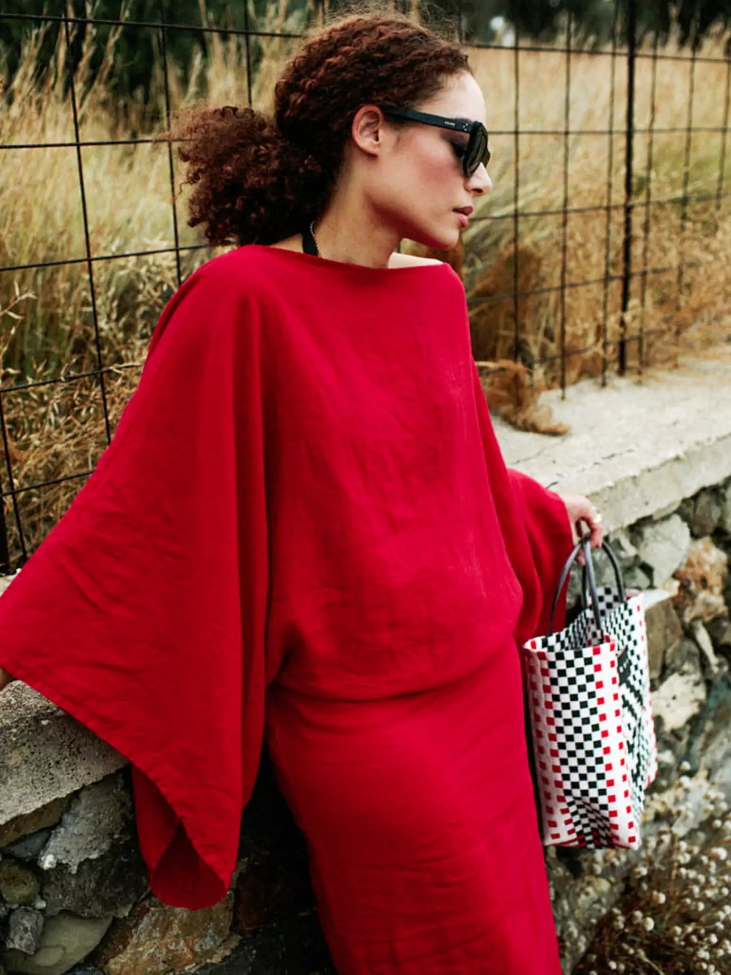 Kaftan Maxi Dress Women's | Elegant Batwing Sleeve Design