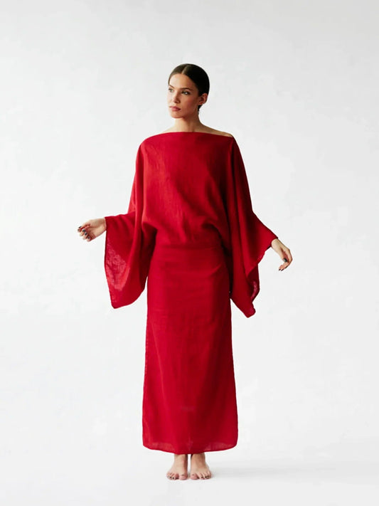Kaftan Maxi Dress Women's | Elegant Batwing Sleeve Design