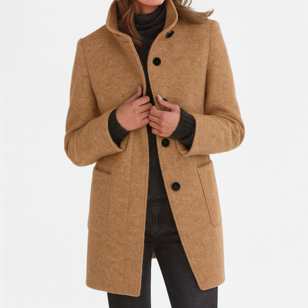 LIDIA | Soft wool coat with high collar 1