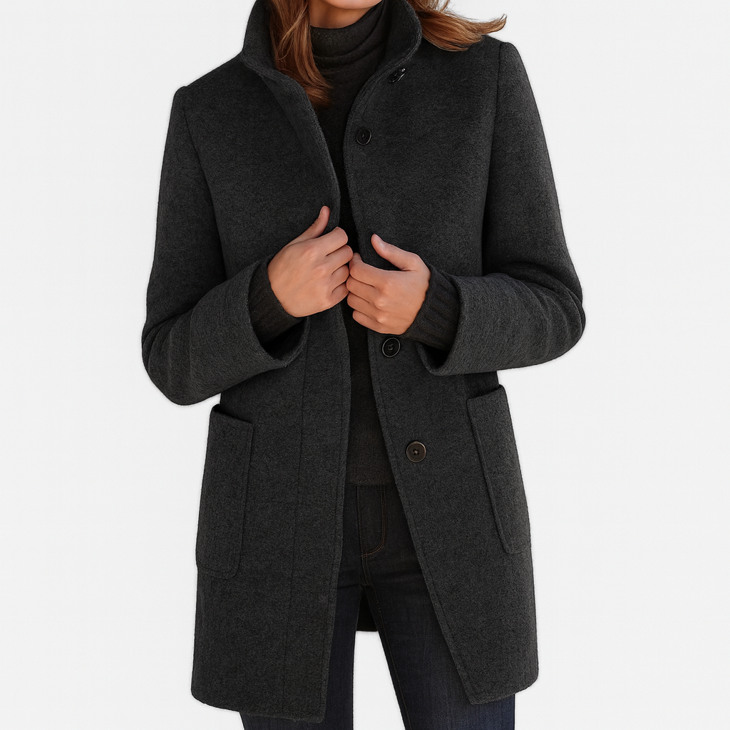 LIDIA | Soft wool coat with high collar 2