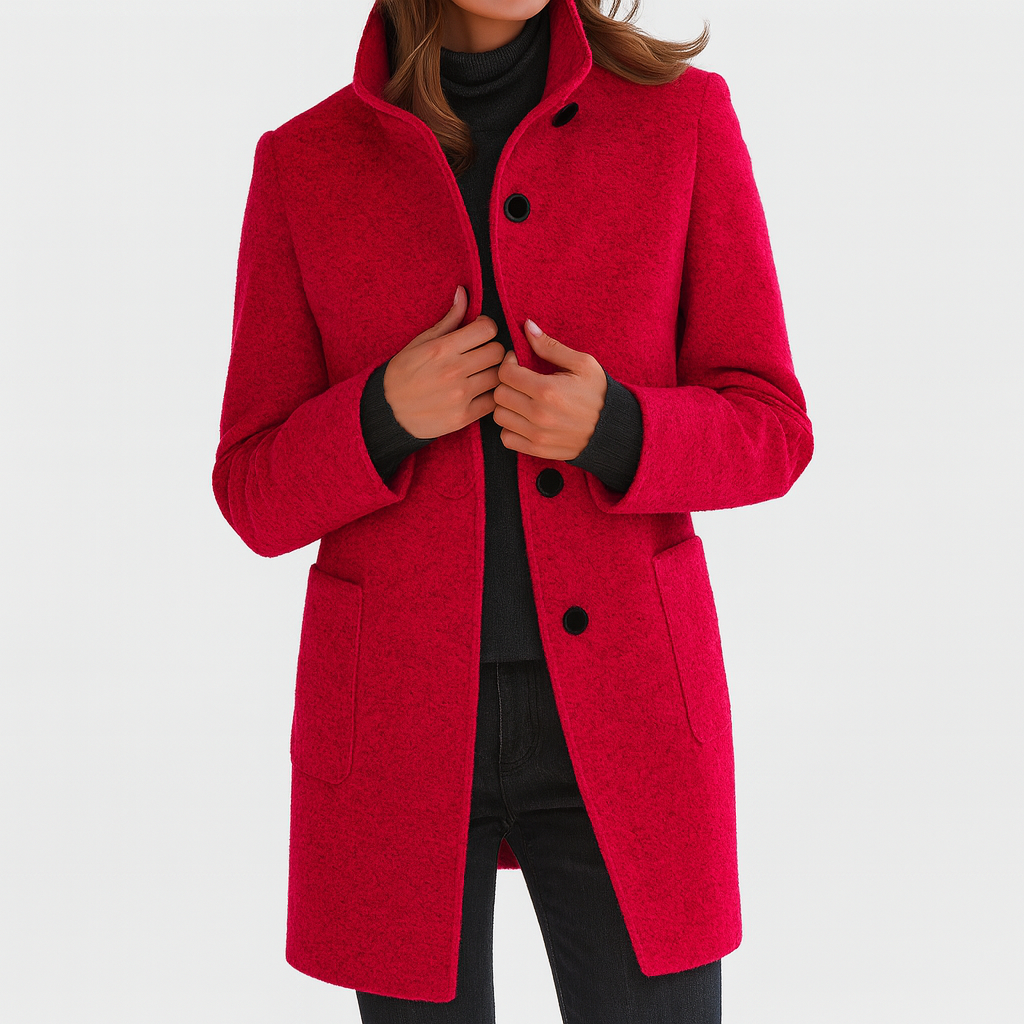 LIDIA | Soft wool coat with high collar 4
