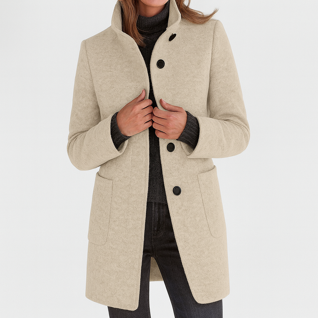 LIDIA | Soft wool coat with high collar 6