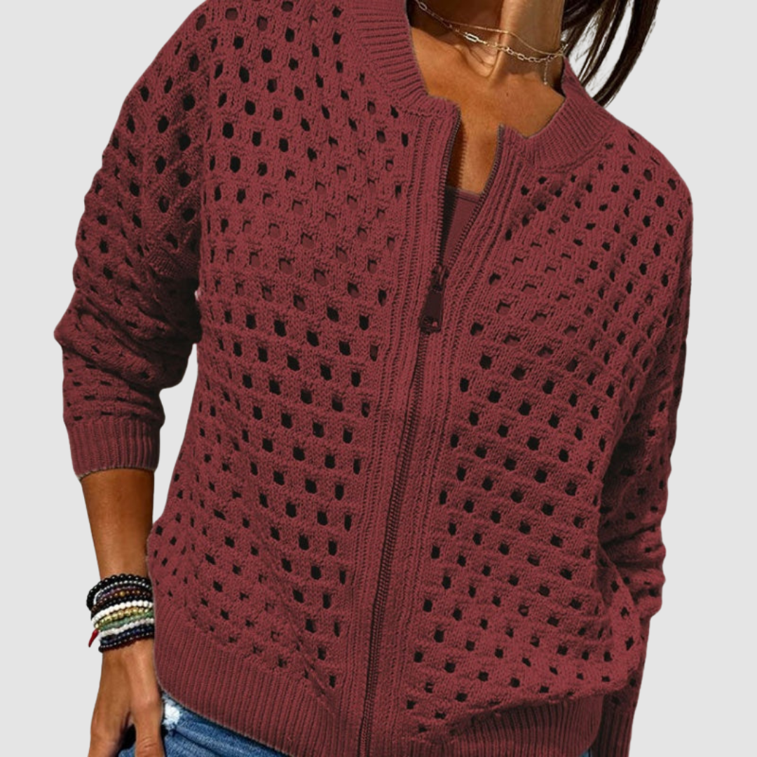 Women's Knitted Cardigan | Zip Closure & Breathable Design 6