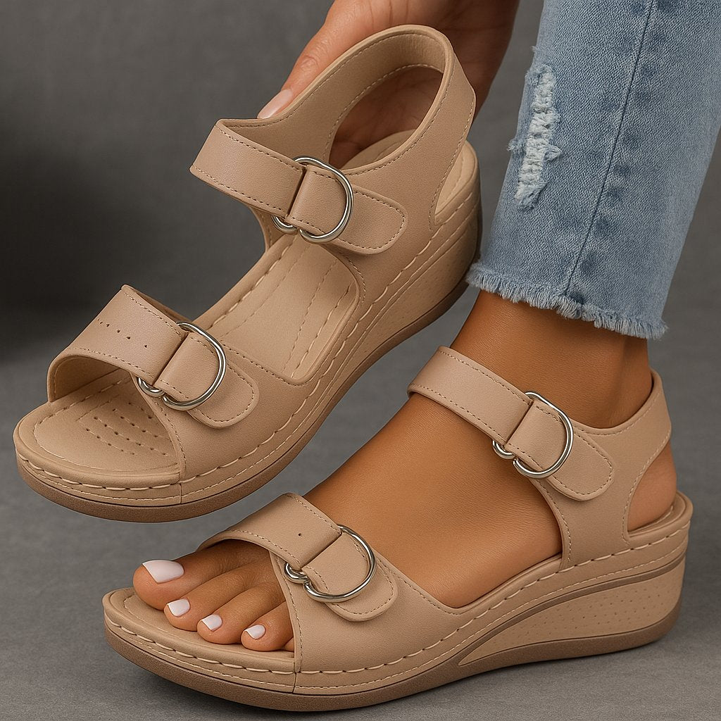 Lily | Women's Orthopedic Sandals Wedge Platform Adjustable Velcro 4