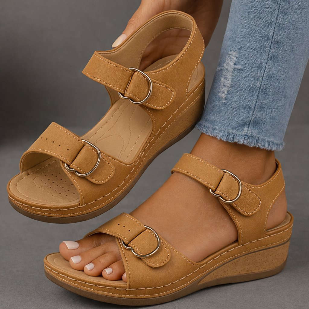 Lily | Women's Orthopedic Sandals Wedge Platform Adjustable Velcro 8