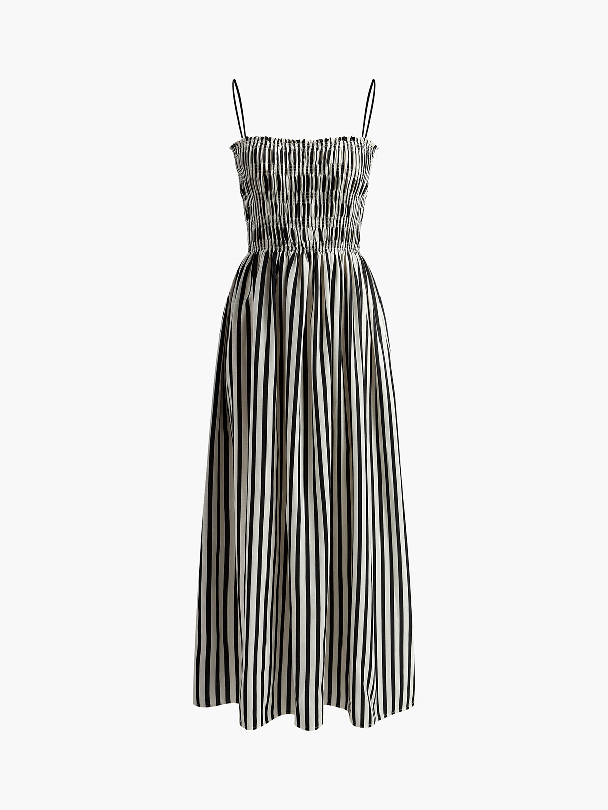Long Dress Women's | Smocked Pinstripe Strappy Summer Dress