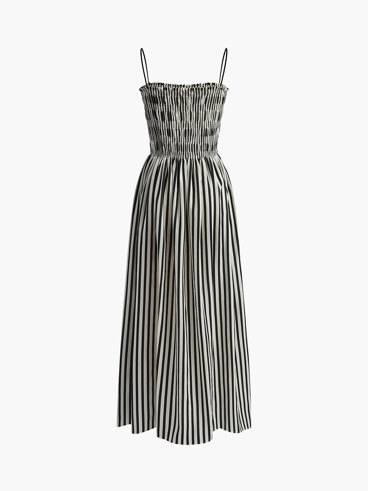 Long Dress Women's | Smocked Pinstripe Strappy Summer Dress