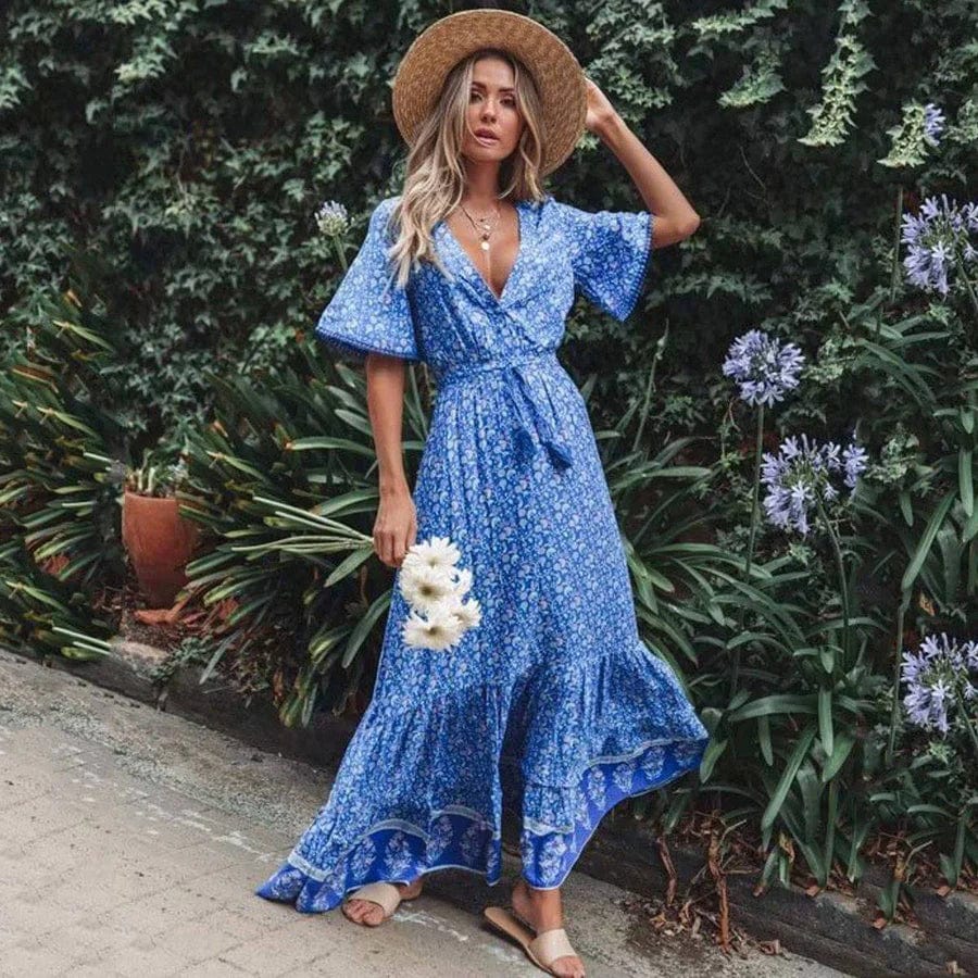 MAXI DRESS WITH WAIST BOW 0
