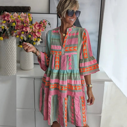 MIDI DRESS WITH 3/4 SLEEVES 0