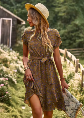 MIDI DRESS WITH WAIST BOW 0