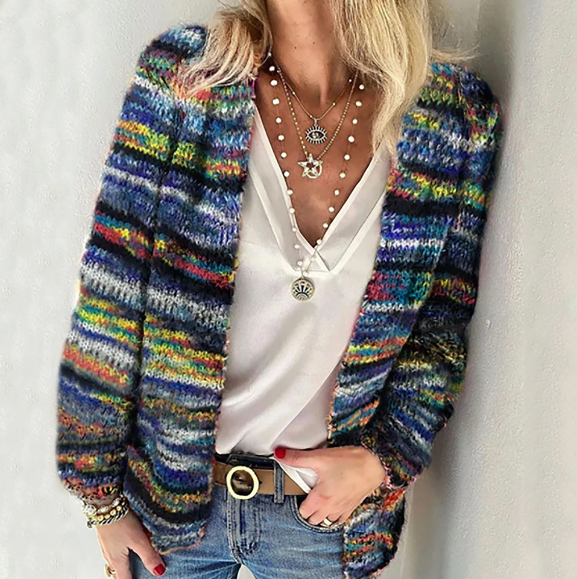 MULTICOLOR STRIPED KNIT CARDIGAN 1