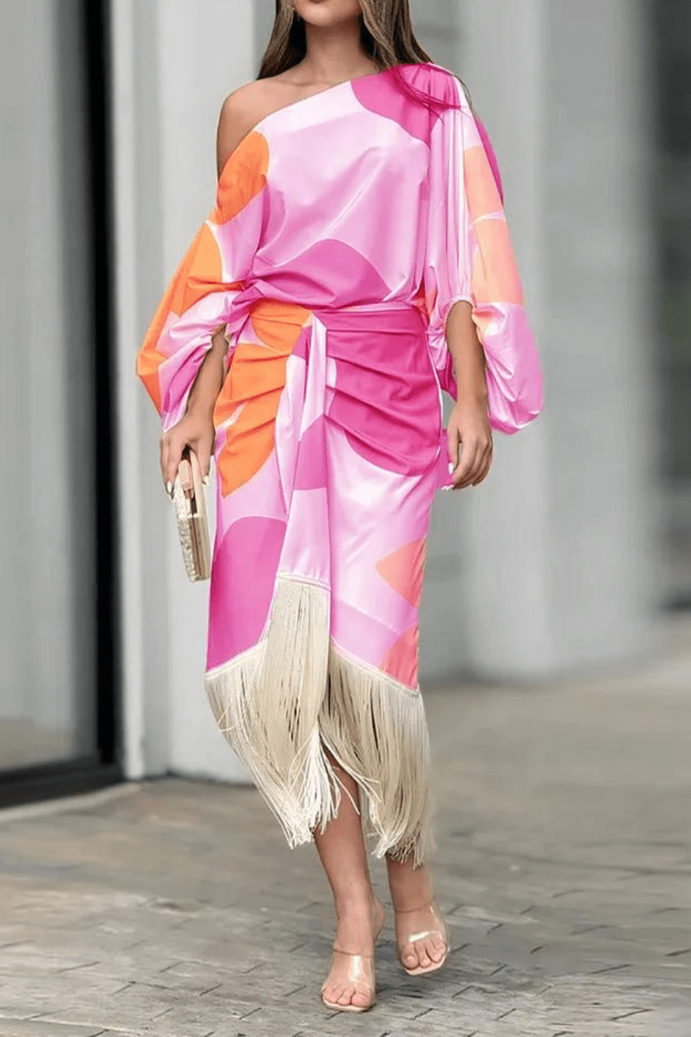 Maisie | Women's One-Shoulder Wrap Midi Dress 9