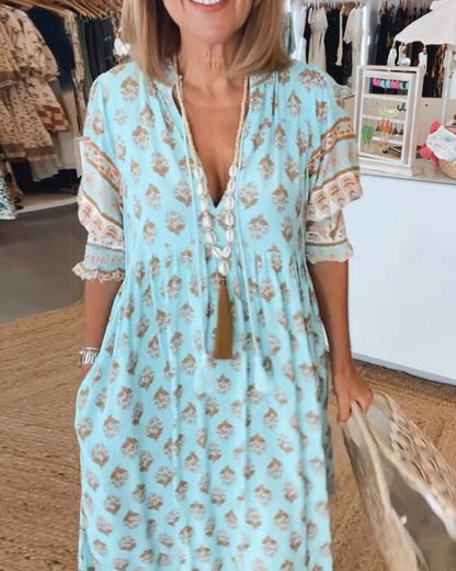 Mana | Floral V-Neck Dress for Stylish Occasions