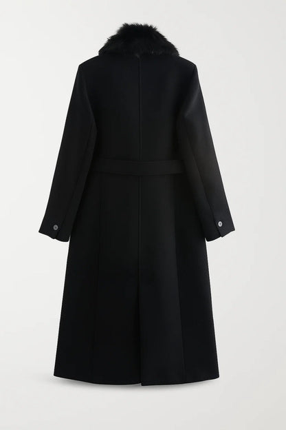 Women's Long Coat | Collar & Belted Waist 3