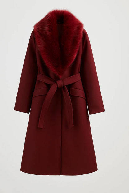 Women's Long Coat | Collar & Belted Waist 4