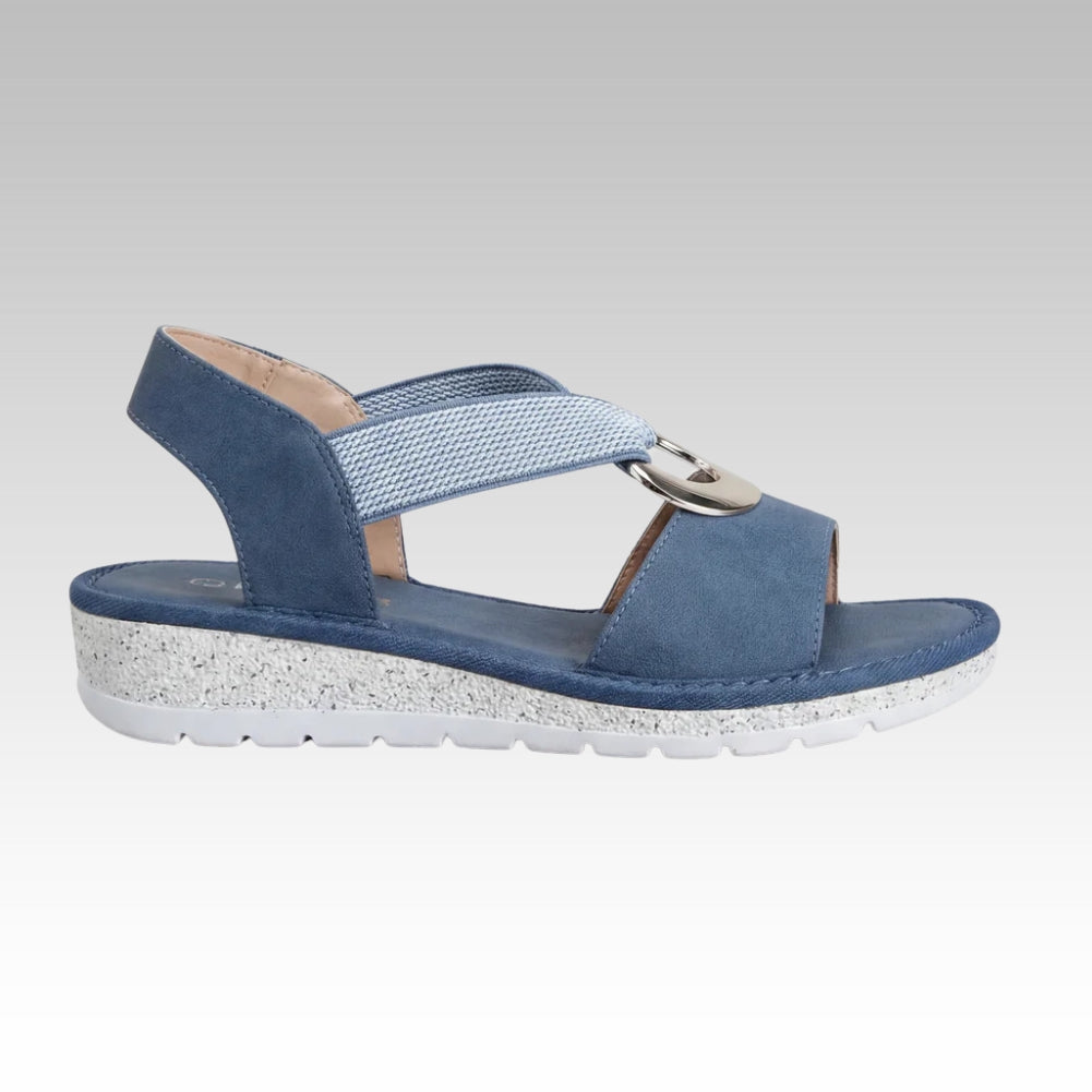 Women's Sandals | Gold O-Ring, Crossed Toe Straps