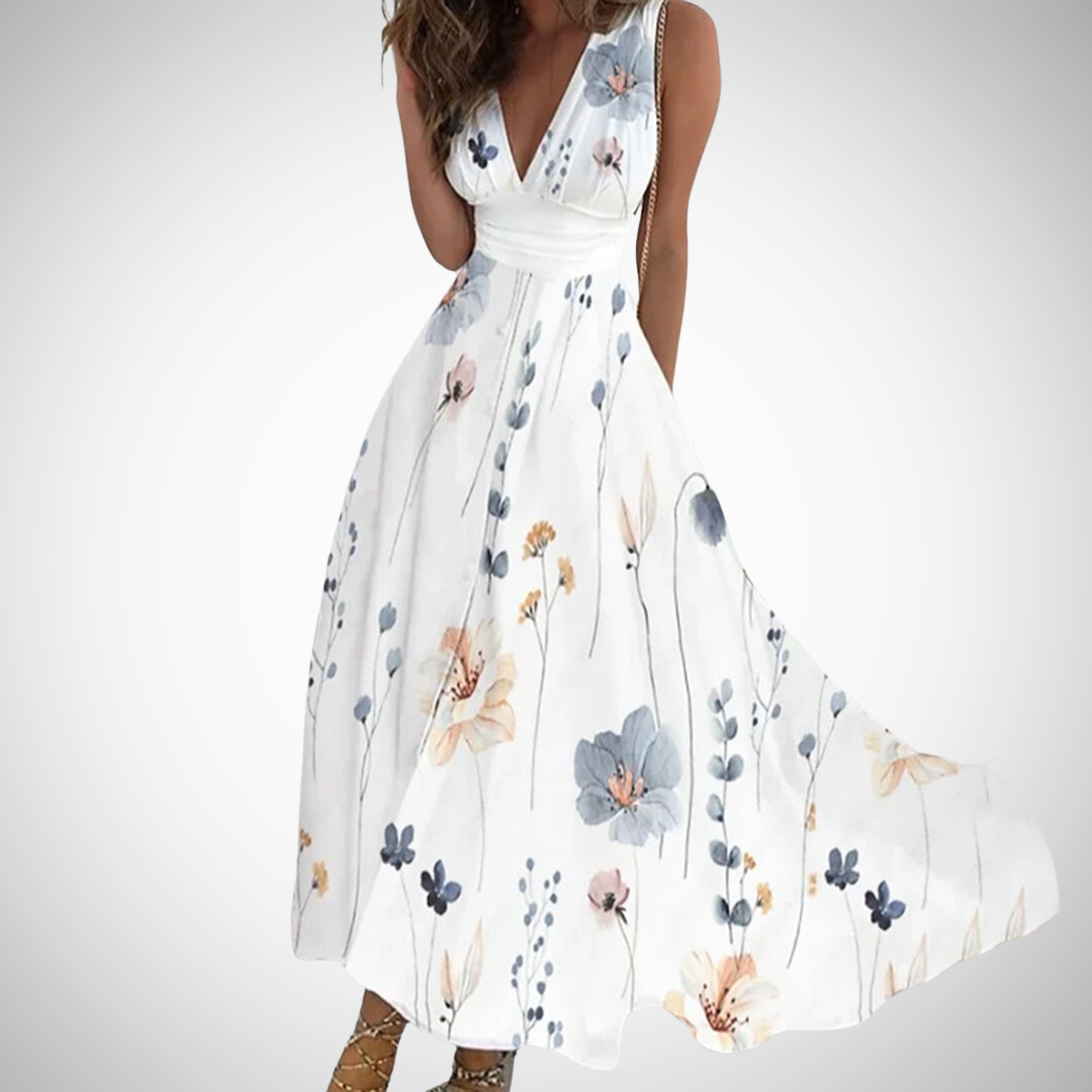 Maxi Dress | Emma Floral Sleeveless V-Neck Maxi Dress for Women