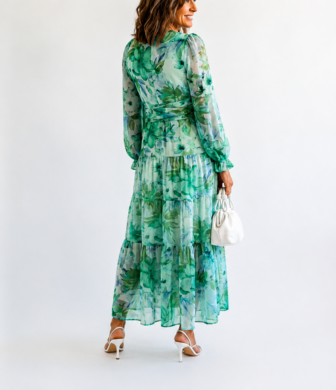 Maxi Dress | Sophia Floral V-Neck Long-Sleeve Maxi Dress for Women