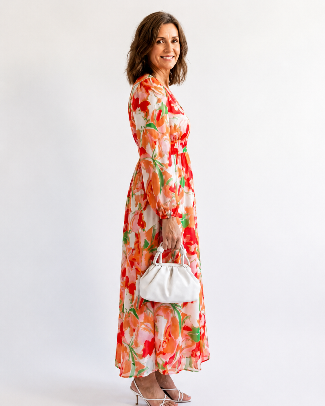 Maxi Dress | Sophia Floral V-Neck Long-Sleeve Maxi Dress for Women