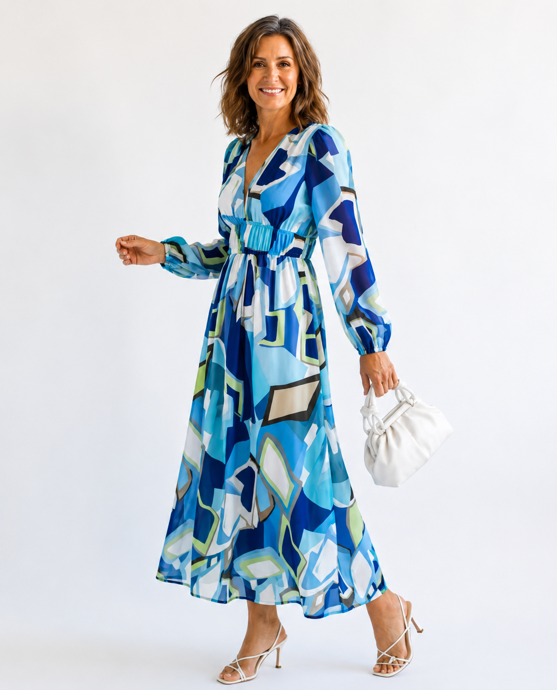 Maxi Dress | Sophia Floral V-Neck Long-Sleeve Maxi Dress for Women