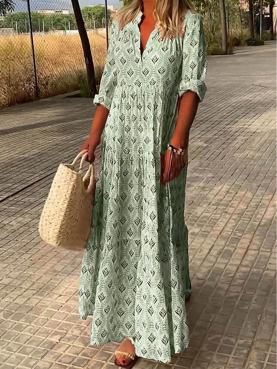 Maxi Dress Women's | Boho Print & Flowing Tiered Silhouette