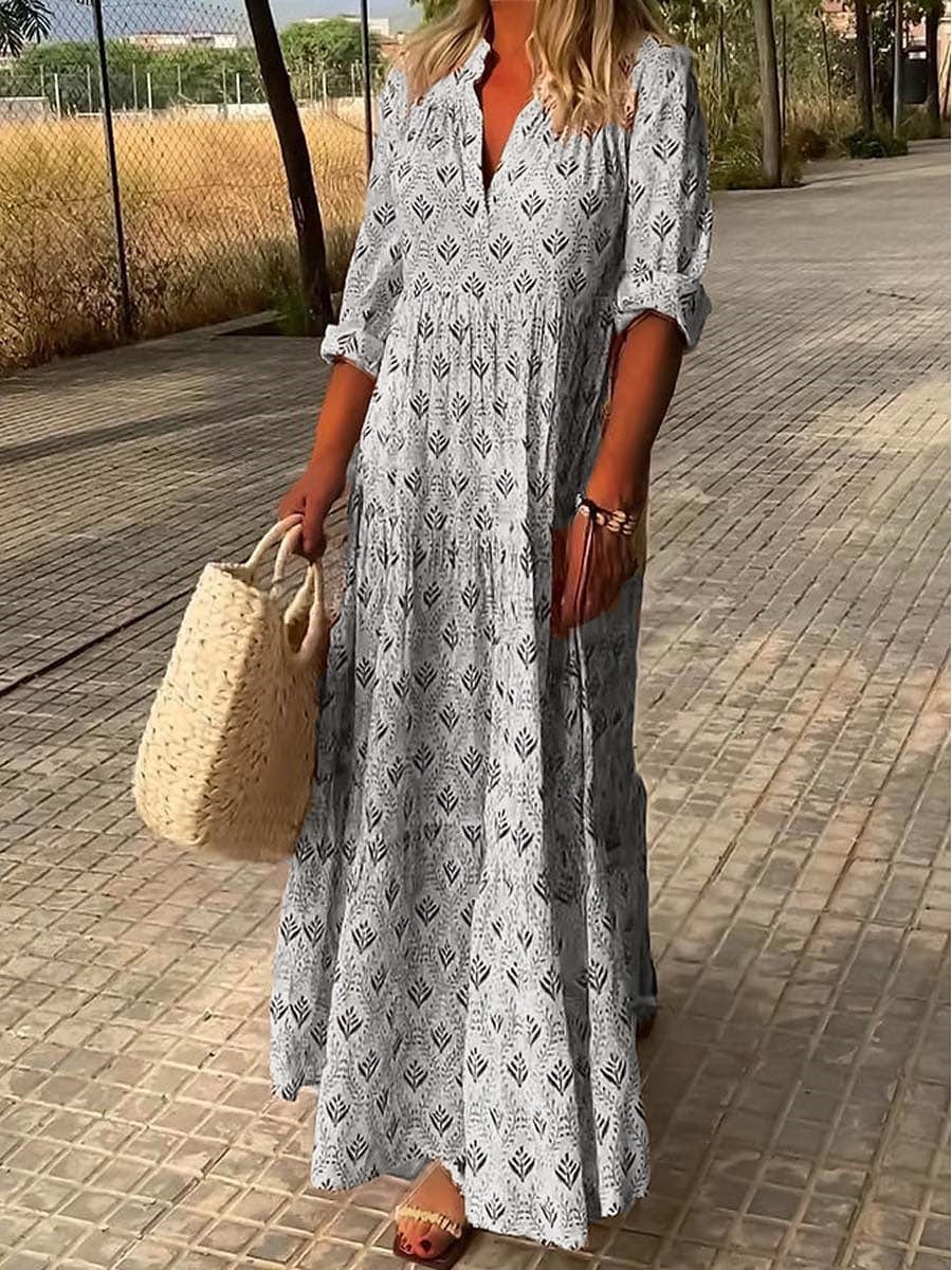 Maxi Dress Women's | Boho Print & Flowing Tiered Silhouette