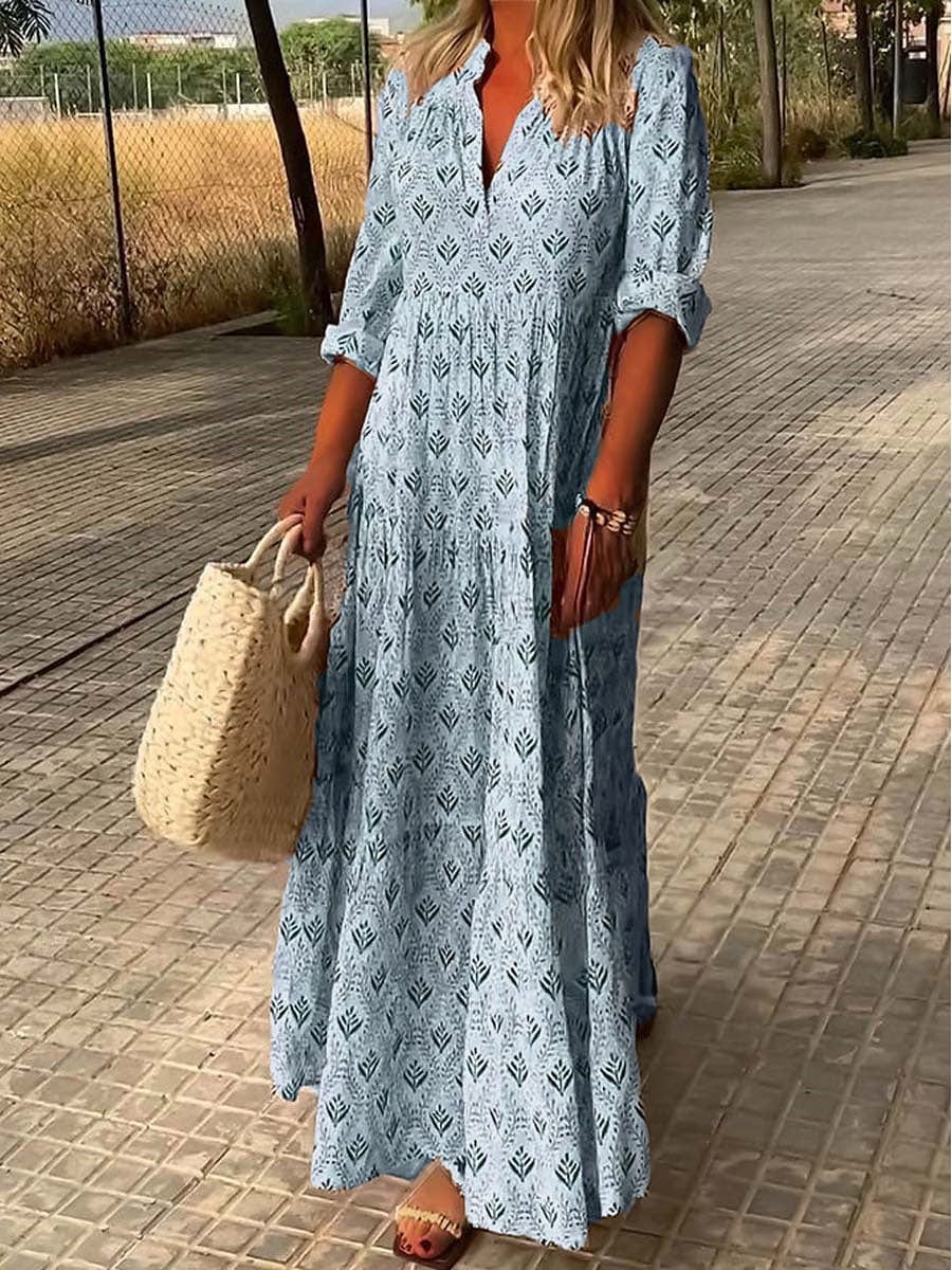 Maxi Dress Women's | Boho Print & Flowing Tiered Silhouette