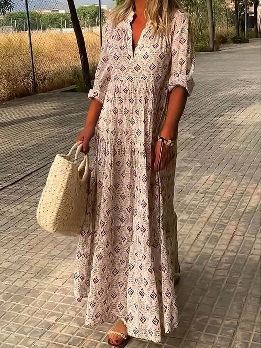 Maxi Dress Women's | Boho Print & Flowing Tiered Silhouette