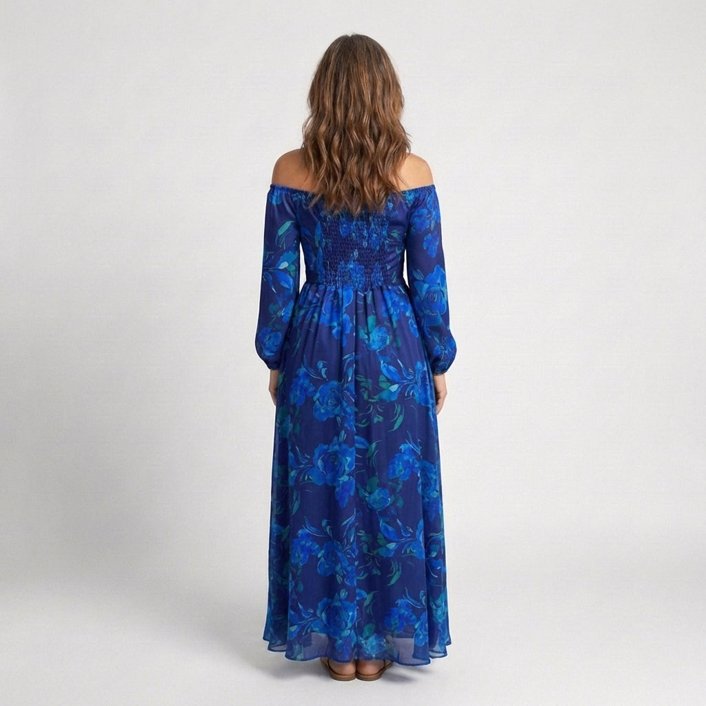 Maxi Dress Women's | Elegant Off-Shoulder Floral Design