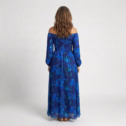 Maxi Dress Women's | Elegant Off-Shoulder Floral Design