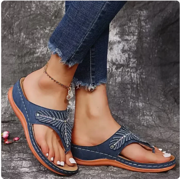 Women's Sandals | Toe Post, Rhinestone Fan Upper