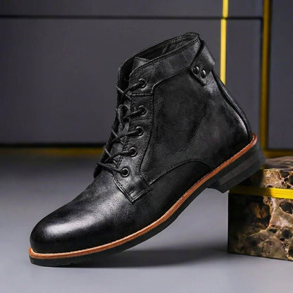 Men's Ankle Boots | Lace-Up Front, Studded Collar Strap