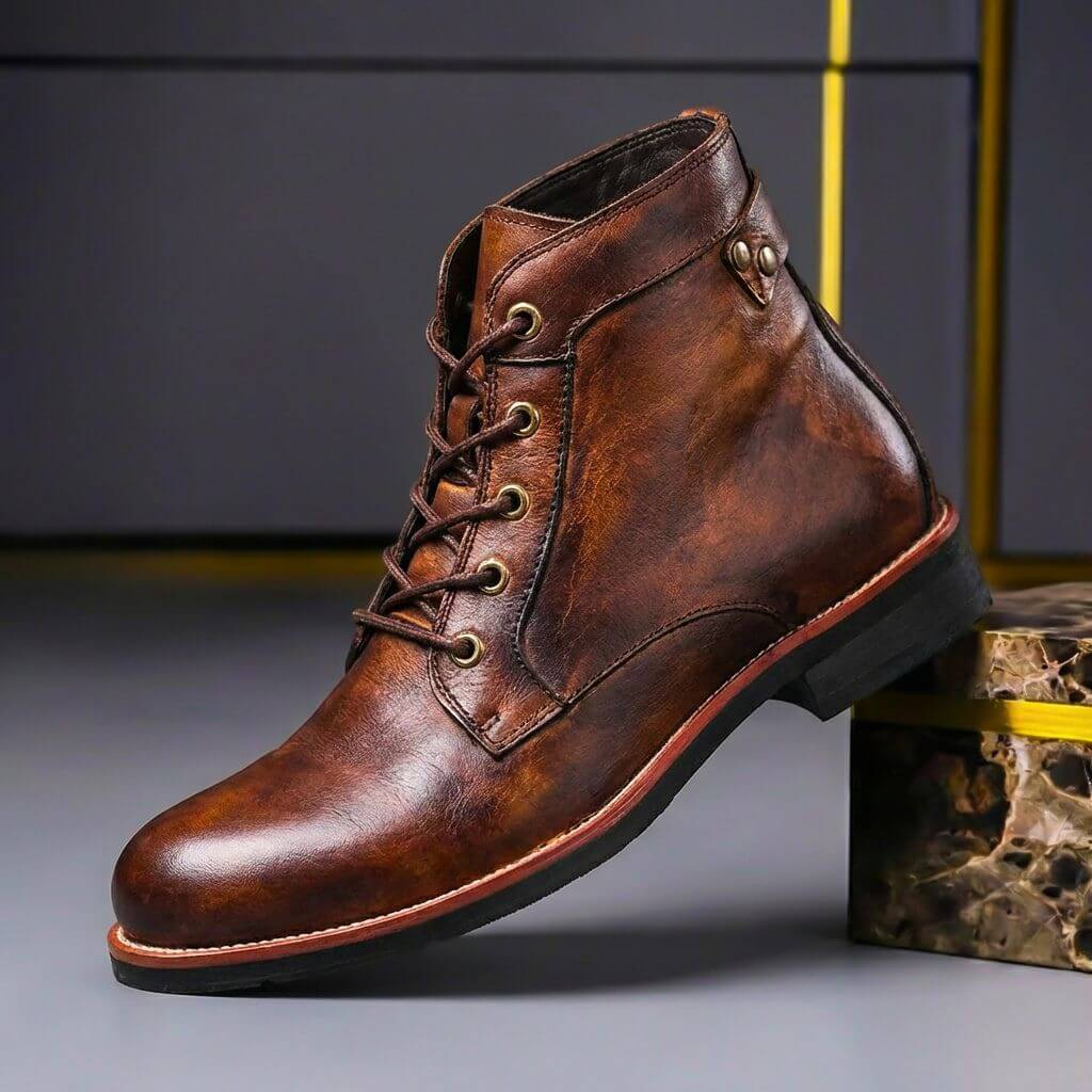 Men's Ankle Boots | Lace-Up Front, Studded Collar Strap
