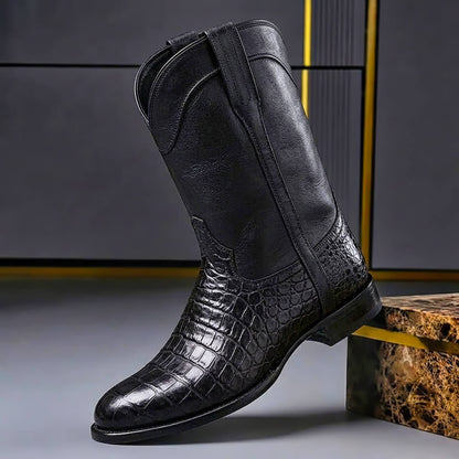 Men's Boots | Croc Embossed Vamp, Pull Tabs, Mid Shaft