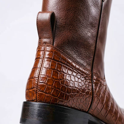 Men's Boots | Croc Embossed Vamp, Pull Tabs, Mid Shaft