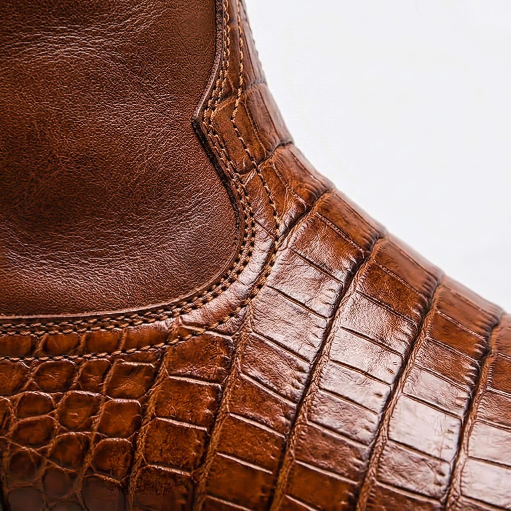 Men's Boots | Croc Embossed Vamp, Pull Tabs, Mid Shaft