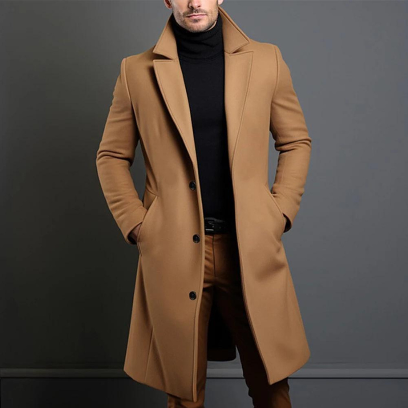 Men's Overcoat | Notched Lapels, Single Breasted Front
