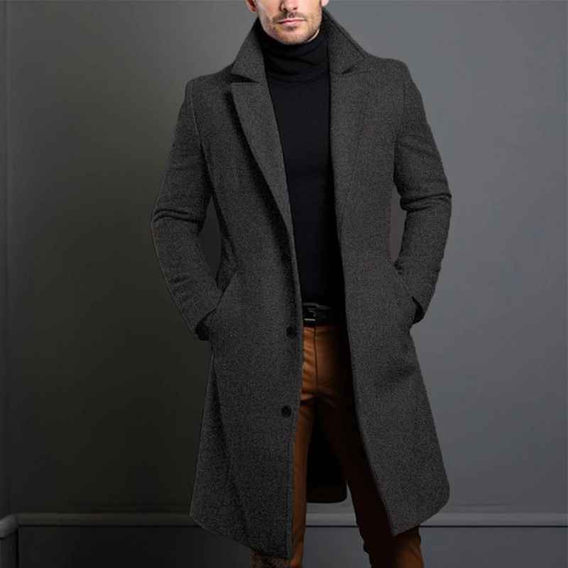 Men's Overcoat | Notched Lapels, Single Breasted Front