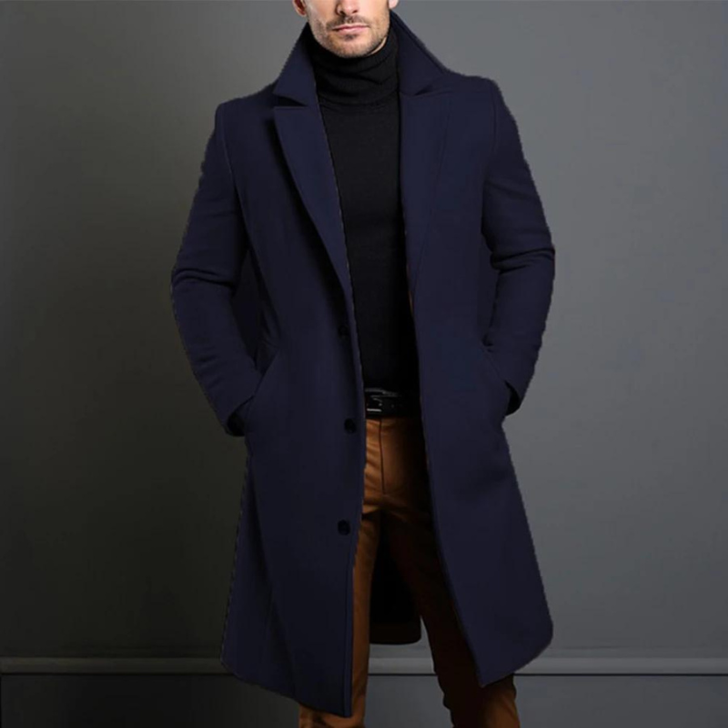 Men's Overcoat | Notched Lapels, Single Breasted Front