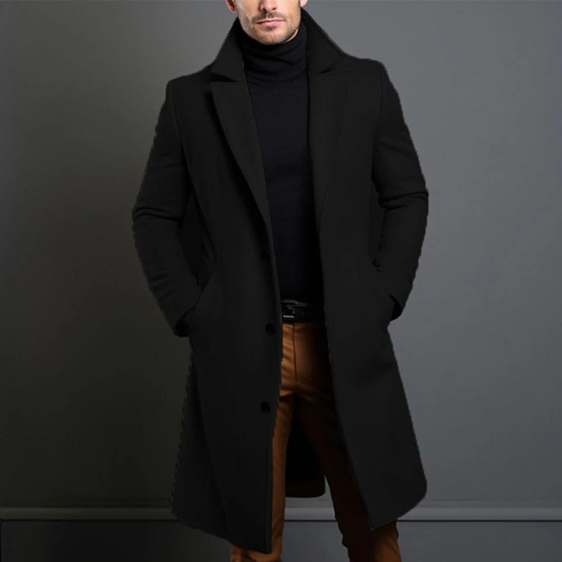 Men's Overcoat | Notched Lapels, Single Breasted Front