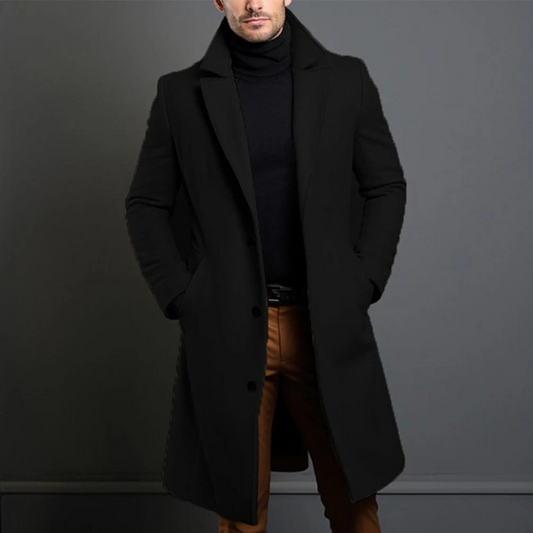 Men's Overcoat | Notched Lapels, Single Breasted Front