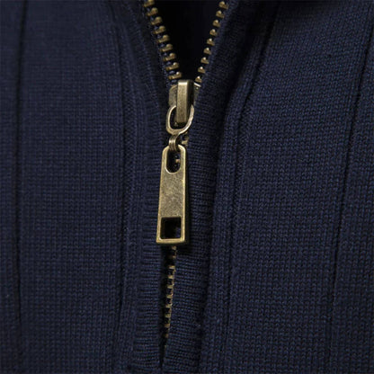 Men's Sweater | Half Zip, Stand Collar, Ribbed Cuffs And Hem