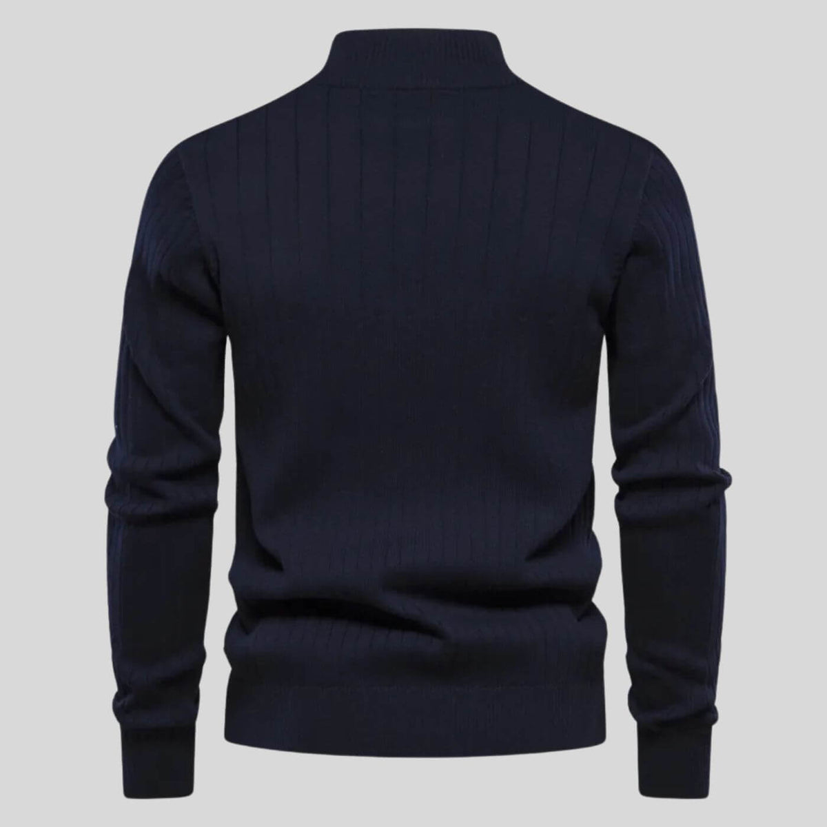 Men's Sweater | Half Zip, Stand Collar, Ribbed Cuffs And Hem