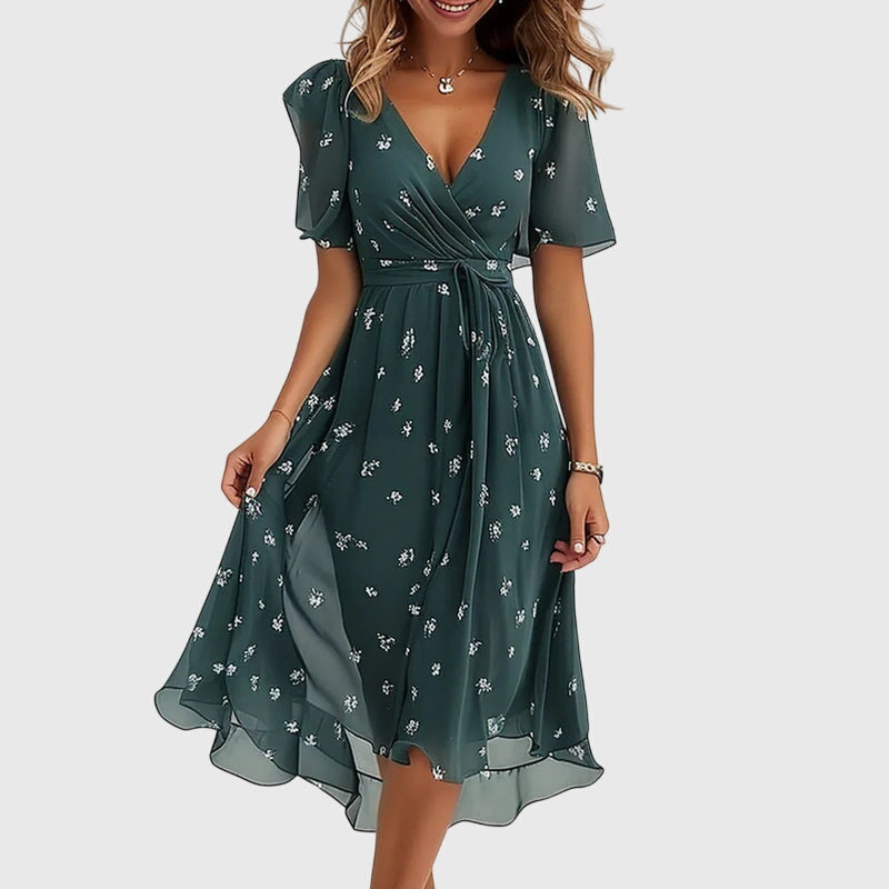 Midi Dress | Abstract Print Wrap